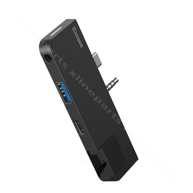 Многофункциональный концентратор USB-C/3,5 мм — USB 4-в-1/RJ45/3,5 мм/PD, черный
