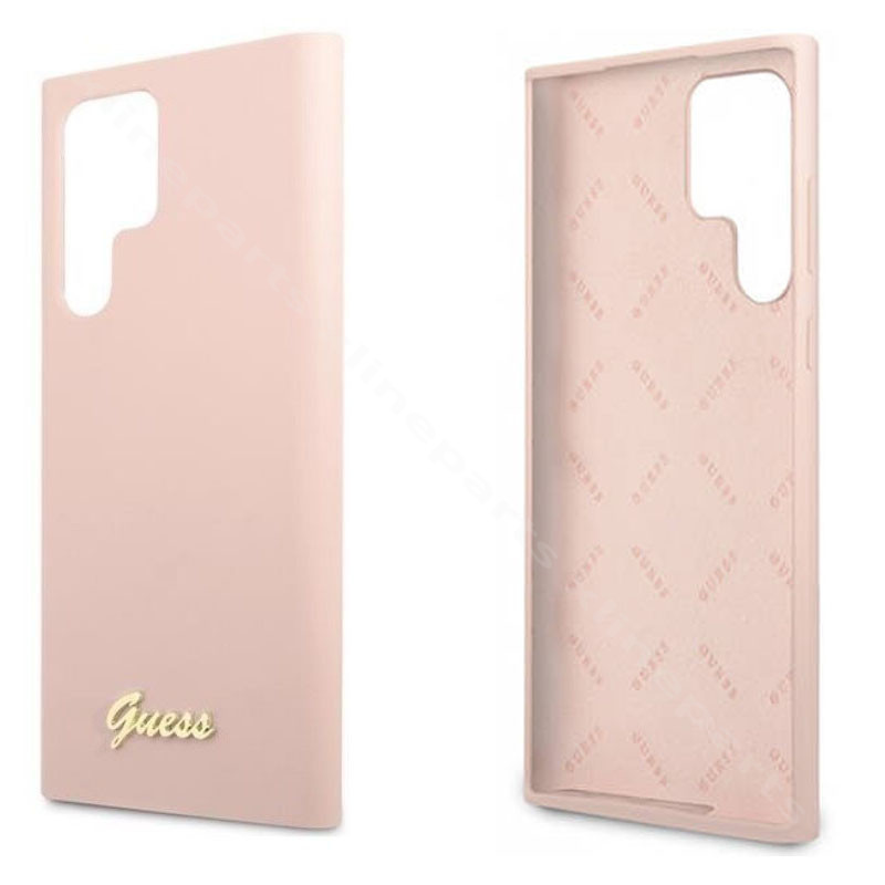 Back Case Guess Metal Logo Samsung S23 Ultra S918 pink