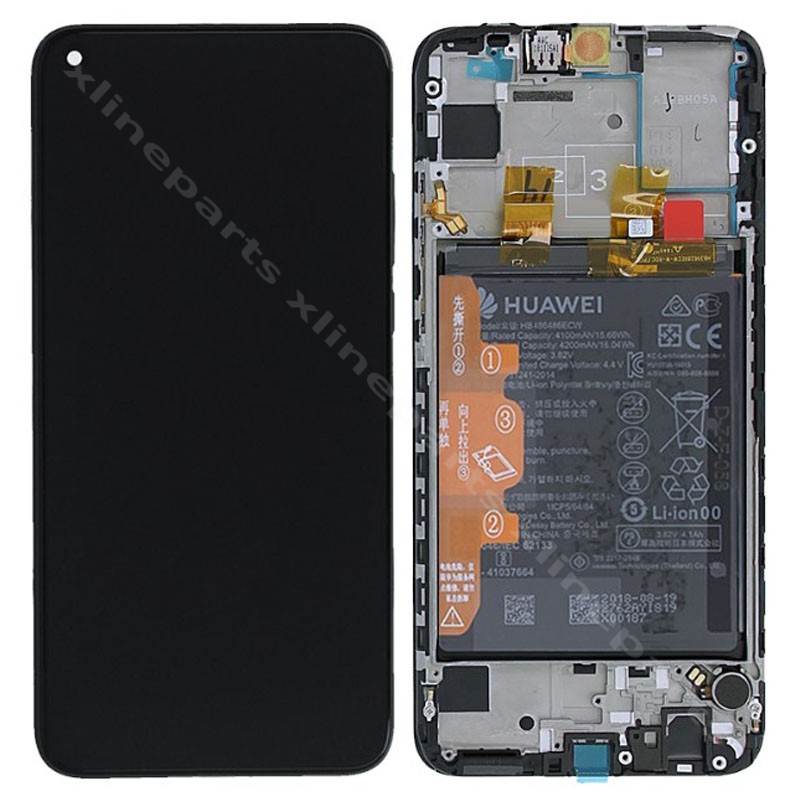 ЖК-дисплей в полной рамке Huawei P40 Lite черный (оригинал)