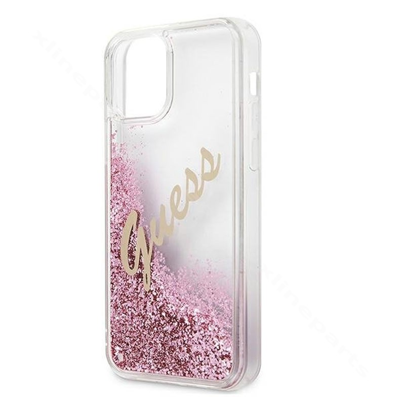 Back Case Guess Glitter Vintage Script Apple iPhone 12 Mini pink