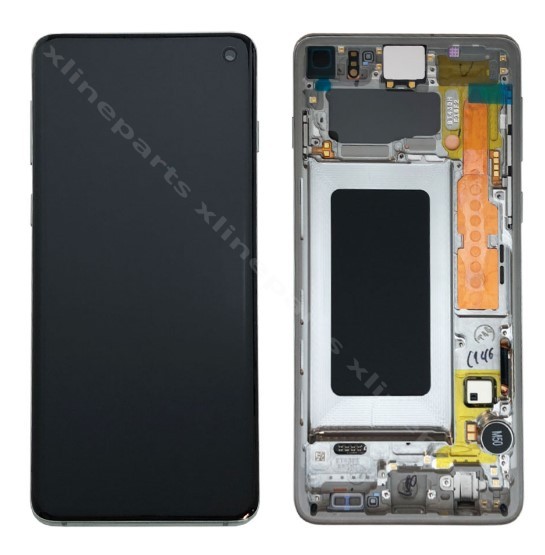 LCD Complete Frame Samsung S10 G973 prism white (Original)
