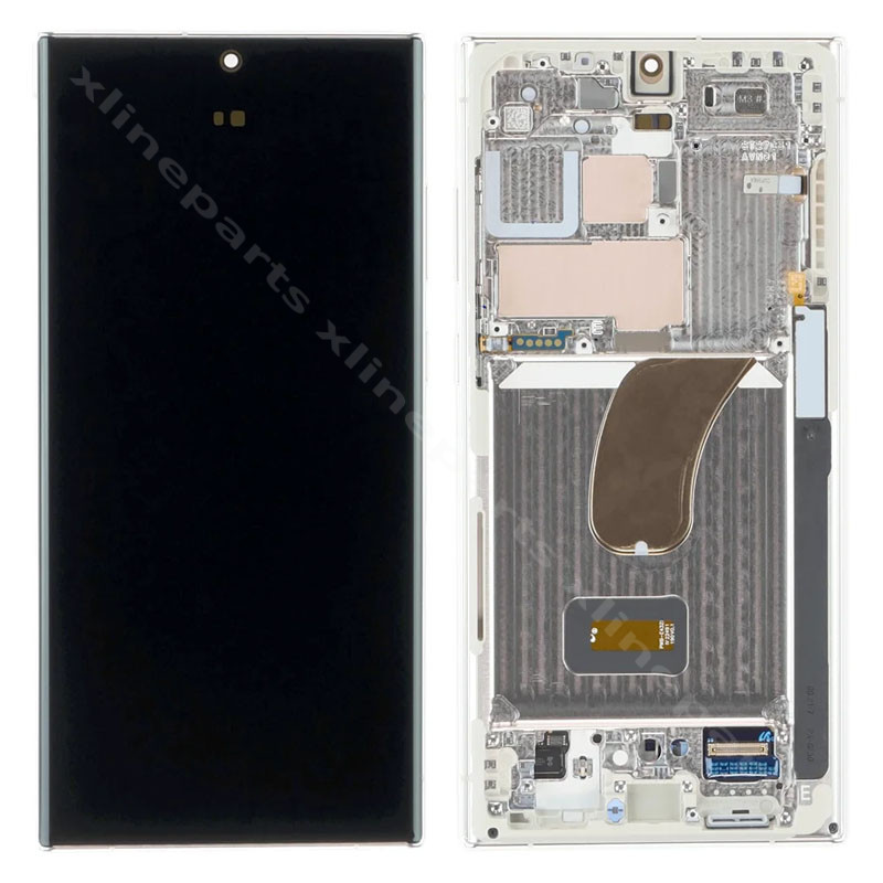 LCD Complete Frame Samsung S23 Ultra S918 cream (Original)
