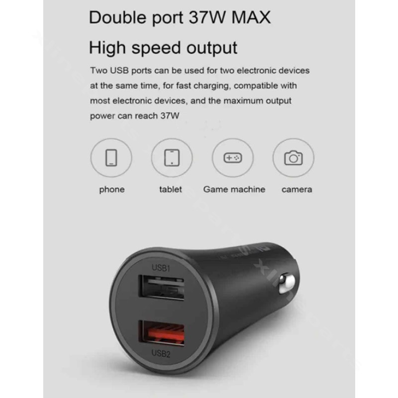 Car Charger Dual USB Xiaomi Mi 37W black