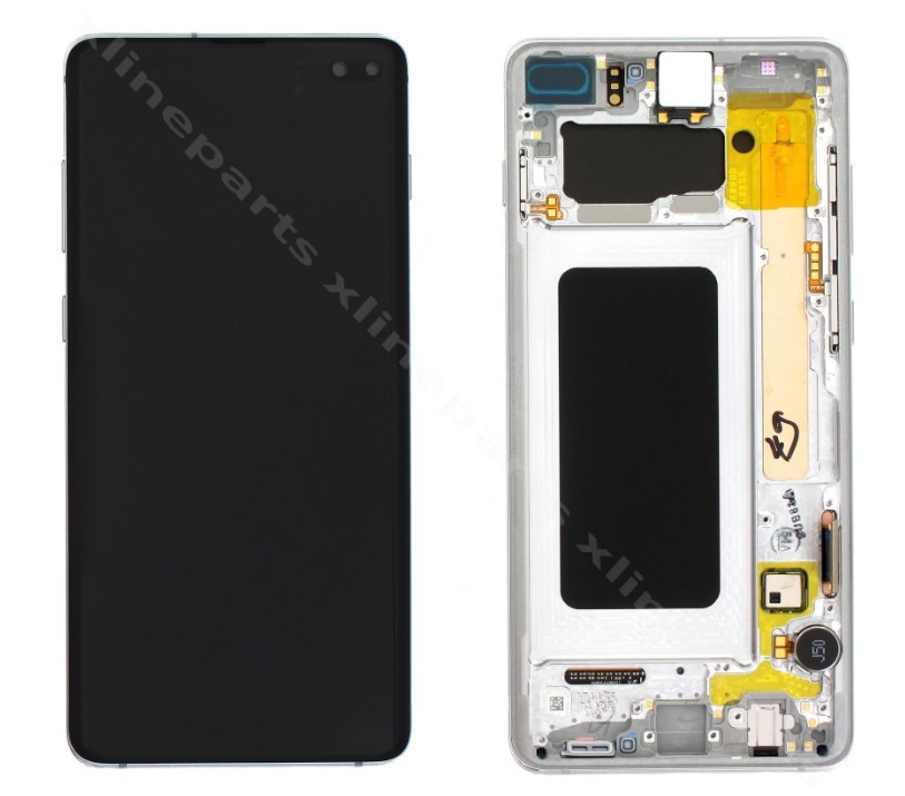 LCD Complete Frame Samsung S10 Plus G975 prism white (Original)