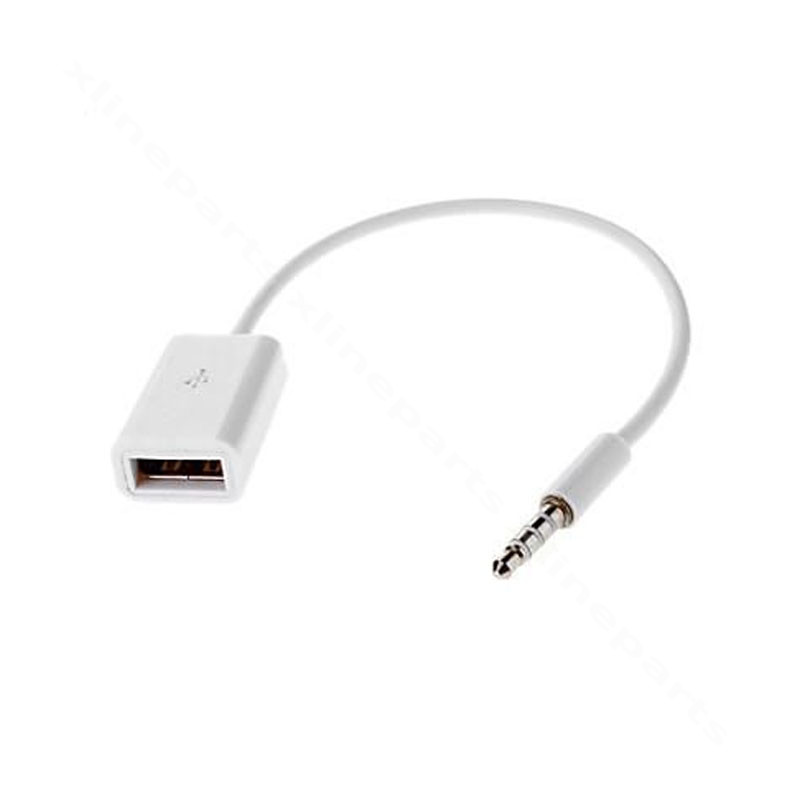 Переходник 3,5 мм «папа» на USB «мама», 17 см, белый