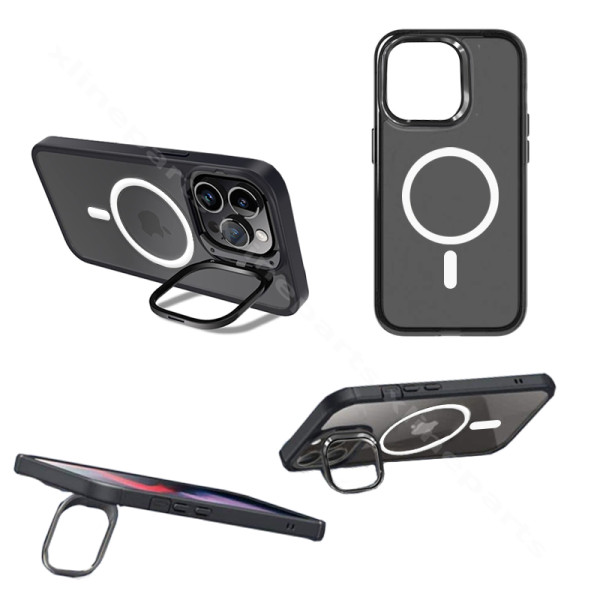 Back Case Magsafe Bracket Stand Apple iPhone 14 Plus clear black