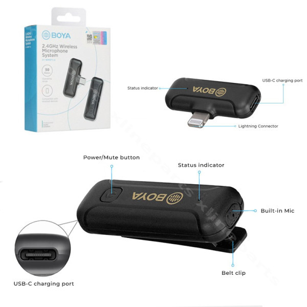 Wireless Microphone Boya BY-WM3T2-D1 (1+1) Lightning black