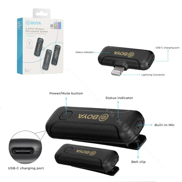 Wireless Microphone Boya BY-WM3T2-D1 (1+2) Lightning black