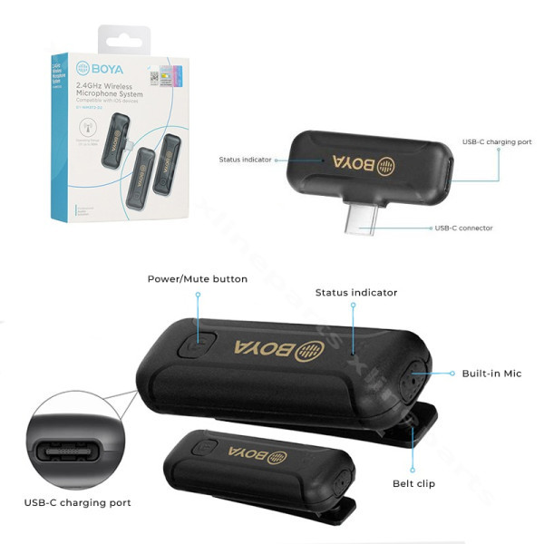 Wireless Microphone Boya BY-WM3T2-D1 (1+2) USB-C black
