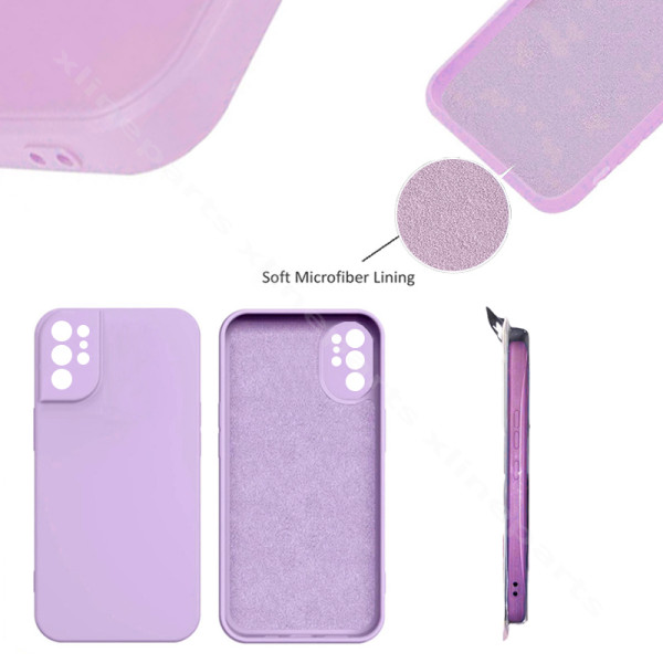 Задний чехол силиконовый в комплекте для Samsung S22 Ultra S908 фиолетовый
