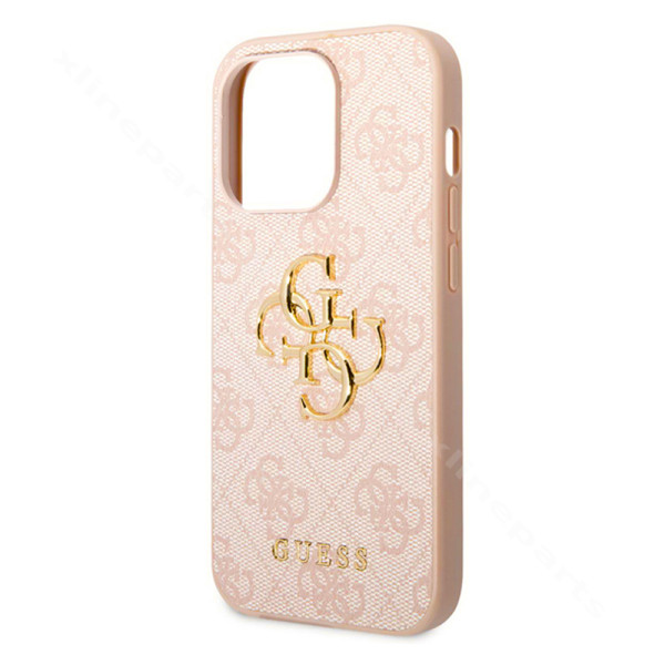 Πίσω θήκη Guess PU 4G Metal Logo Apple iPhone 14 Pro Max ροζ