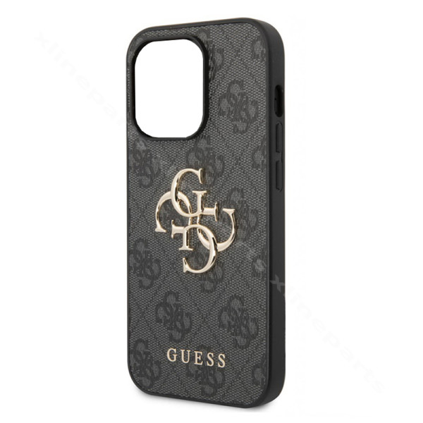 Πίσω θήκη Guess PU 4G Metal Logo Apple iPhone 15 Pro μαύρο