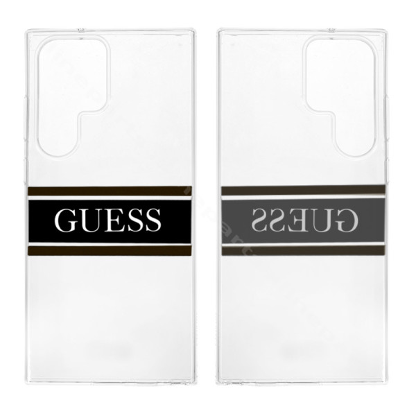 Back Case Guess Black Stripe Samsung S23 Ultra S918 clear