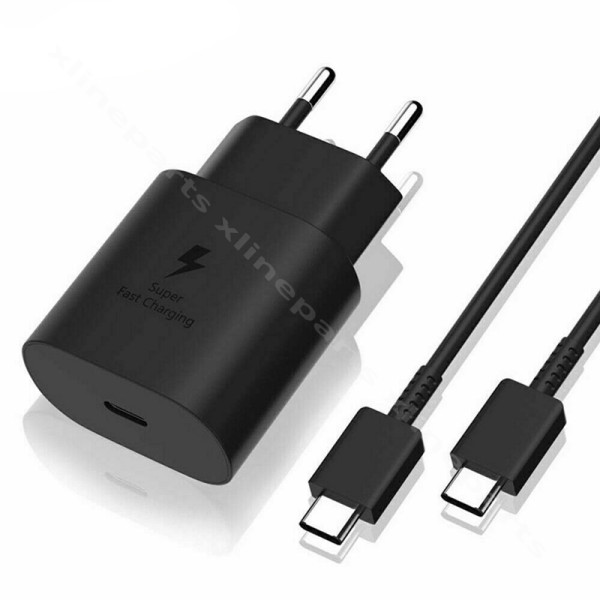 Зарядное устройство USB-C с кабелем USB-C на USB-C Samsung 45 Вт, ЕС, черное