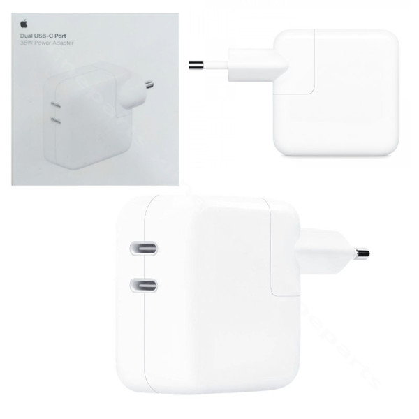 Φορτιστής Dual USB-C Apple 35W EU λευκό