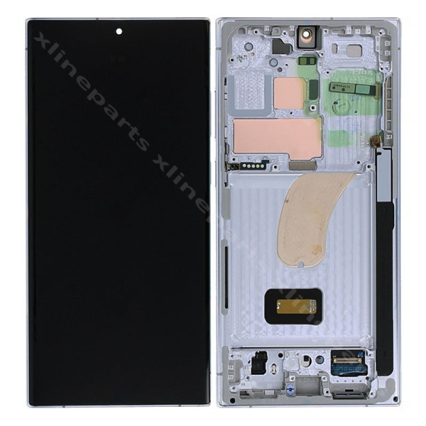 LCD Complete Frame Samsung S23 Ultra S918 Silver / blue (Original)