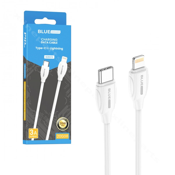Cable USB-C to Lightning Blue Power 3A 2m white