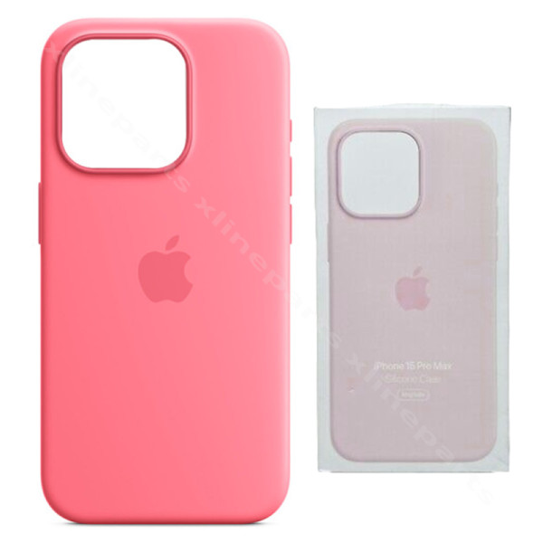 Задний чехол Силиконовый Magsafe Apple iPhone 15 Pro Max розовый (Оригинал)