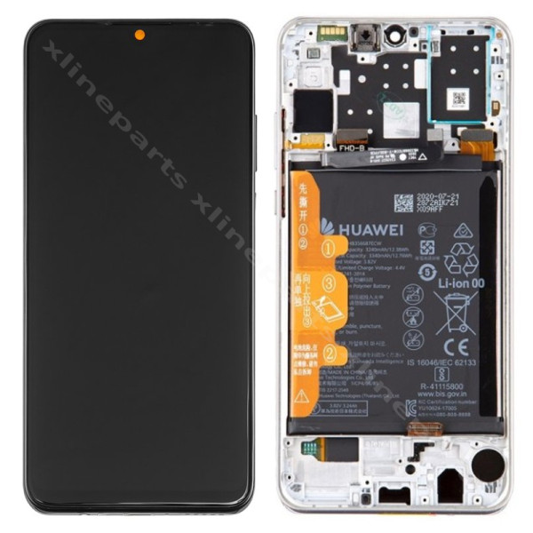 LCD Complete Frame Huawei P30 Lite 48MP white (Original) + battery