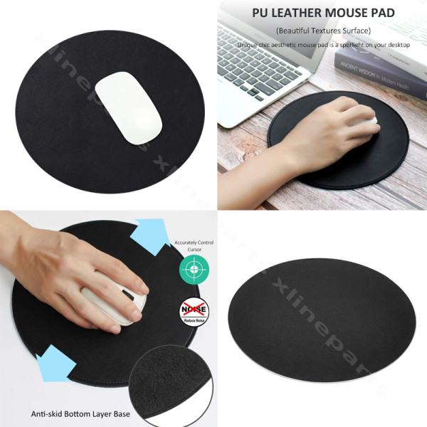 Mouse Pad PU Leather 22x22cm black