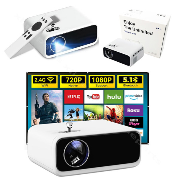 Projector Xiaomi Wanbo Mini Pro Portable 720p Android System white