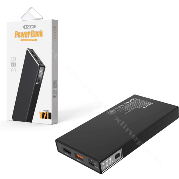 Power Bank PZX V71 2xUSB/ USB-C/ Micro USB 10000mAh μαύρο