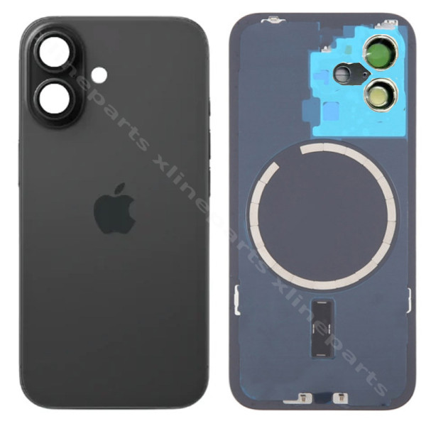 Back Battery Cover Lens Magsafe Apple iPhone 16 black OEM
