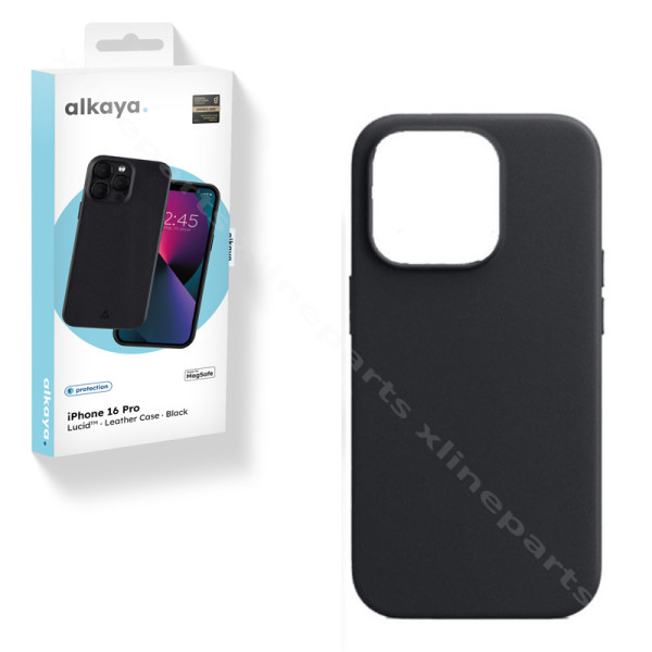 Back Case Magsafe Leather Alkaya Lucid Apple iPhone 16 Pro black