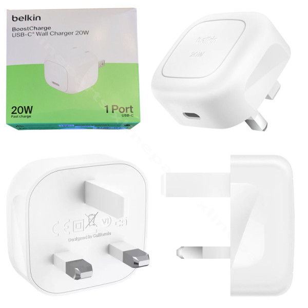 Charger USB-C Belkin WCA009YWH 20W UK white