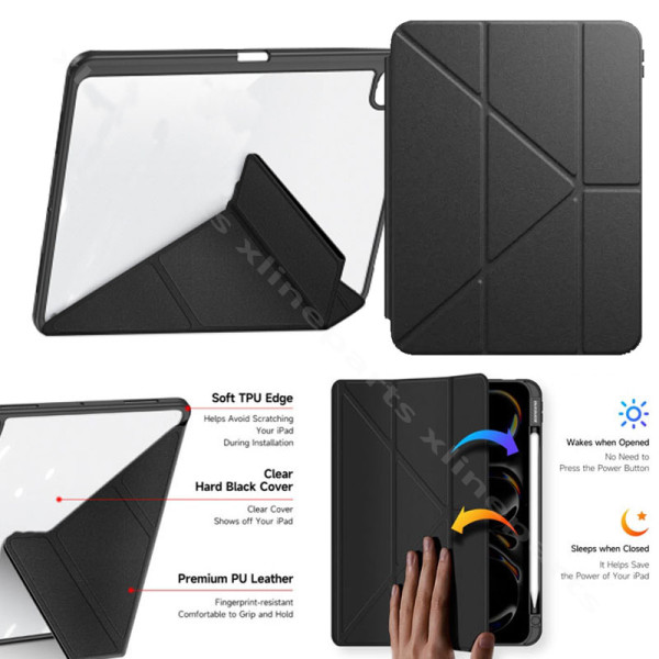 Tablet Case Y-Type Pencil Holder Apple iPad Pro 12.9" (2018)/ (2020)/ (2021)/ (2022) clear black