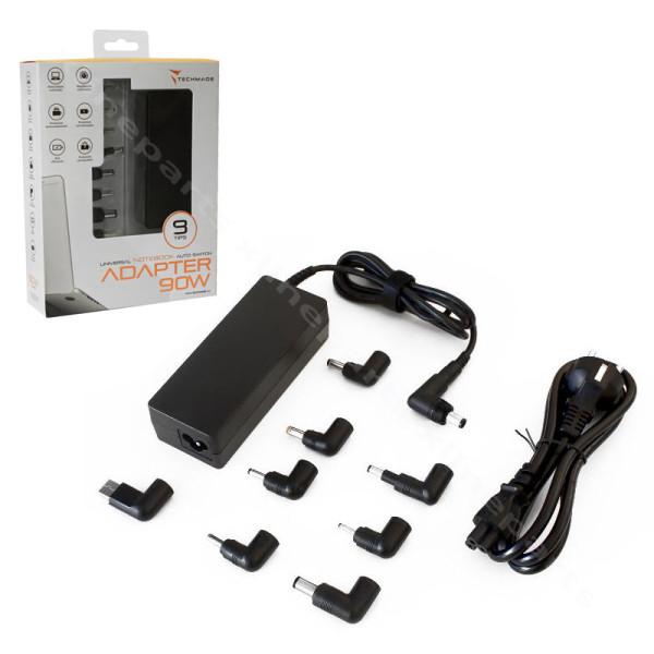 Laptop Charger Universal Techmade 9 Tips 90W black