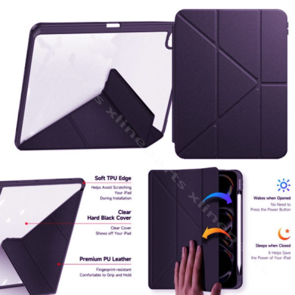 Tablet Case Y-Type Pencil Holder Apple iPad Air 11" (2024)/ Air 11" (2025) clear purple