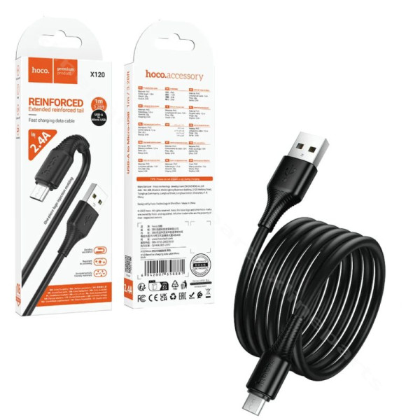 Cable USB to Micro USB Hoco X120 2A 18W 1m black