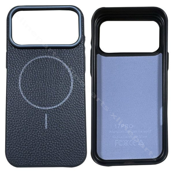 Back Case TPU Lychee Texture Apple iPhone 17 Pro black gray orchid