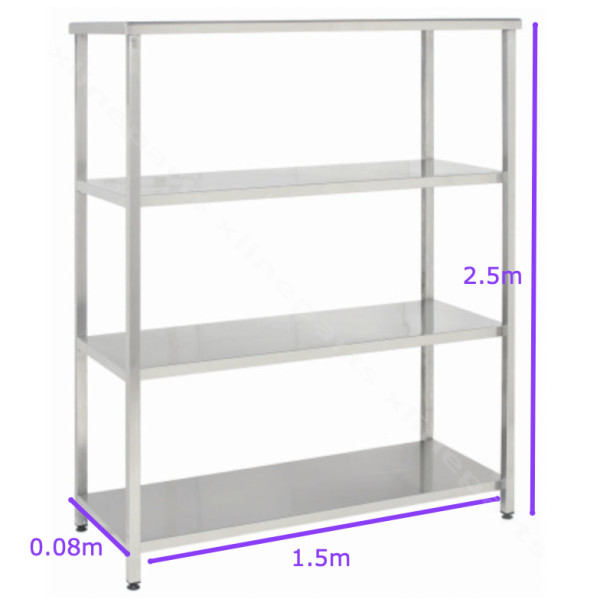 Metal Shelf Complete 4 Layers 1.5x0.80x2.50m