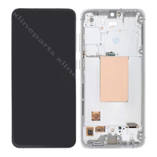 LCD Complete Frame Samsung S24 FE S721 white (Original) Assembled