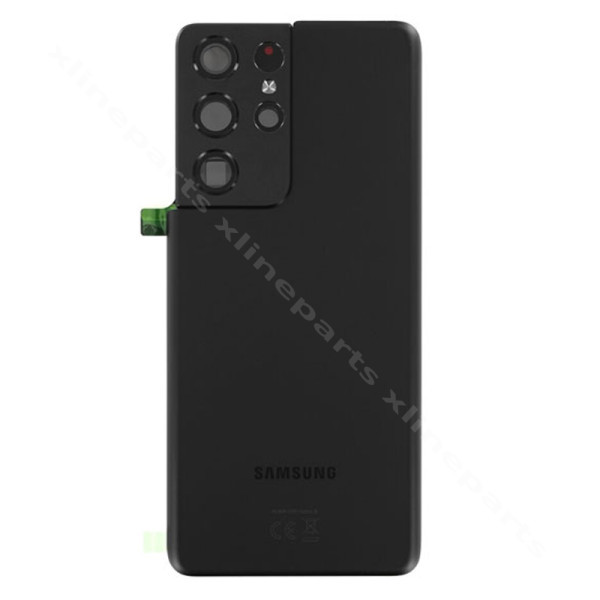 Back Battery Cover Lens Samsung S21 Ultra G998 black OEM*