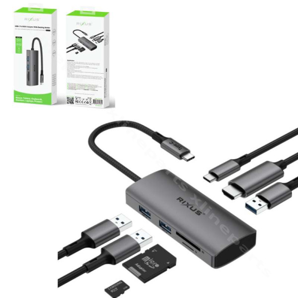 Adapter Docking Station USB-C to HDMI Rixus RXHU10 gray