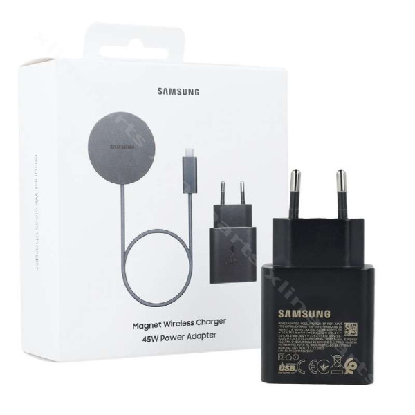 Ασύρματος μαγνητικός φορτιστής Samsung 25W με προσαρμογέα 45W USB-C EU σκούρο γκρι