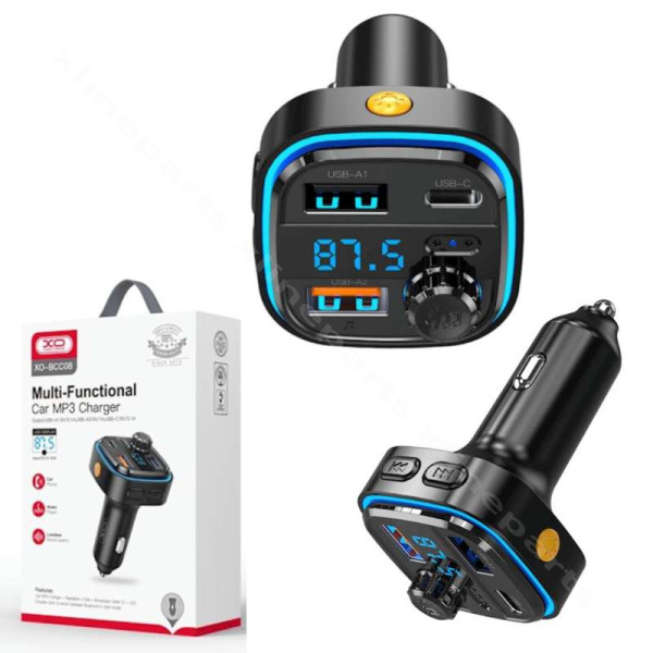Bluetooth FM Car Transmitter Dual USB / USB-C XO BCC08 black