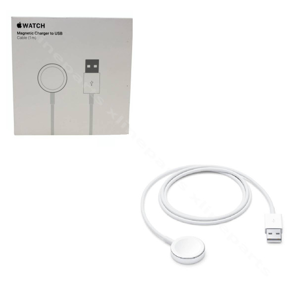 Быстрое беспроводное зарядное устройство для Apple Watch, USB, 1 м, белое.