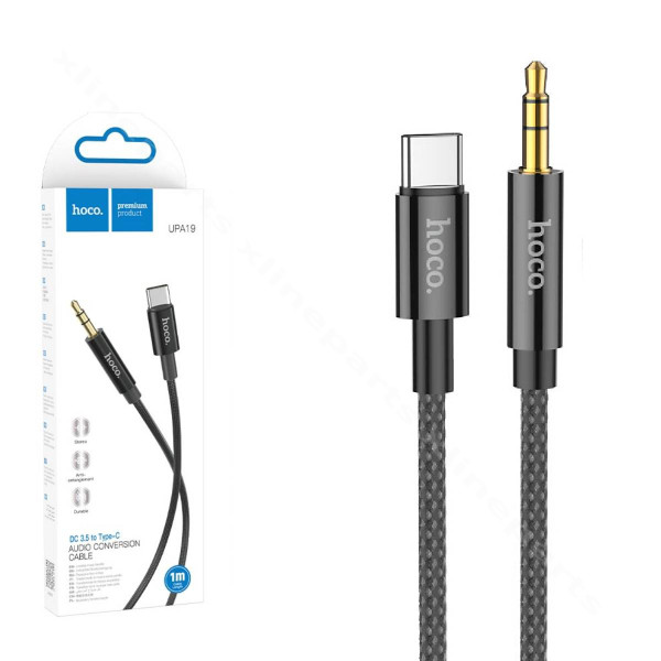 Адаптер USB-C «папа» на 3,5 мм «папа» Hoco UPA19, 1 м, черный.