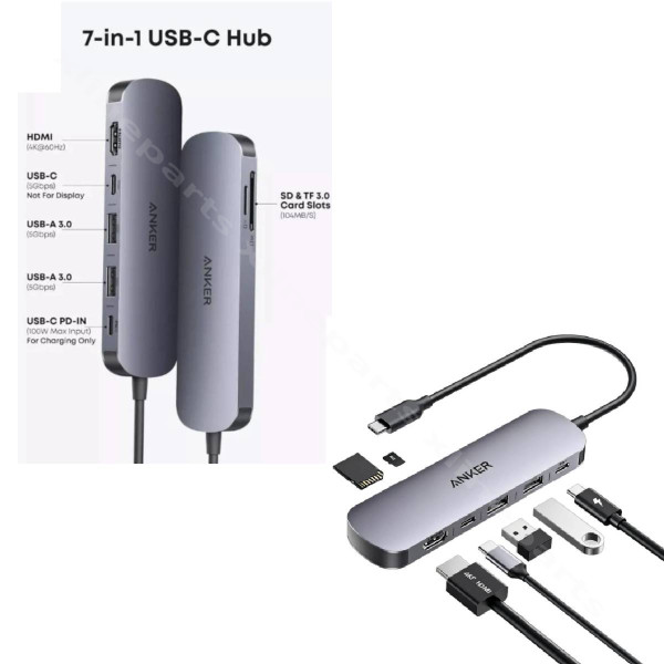 Adapter Docking Station USB-C Anker A83D2HA1 gray