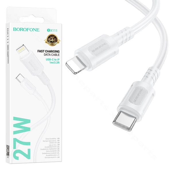 Кабель USB-C — Lightning для Borofone BX111 Feliz 27 Вт 2,4 А 1 м, белый
