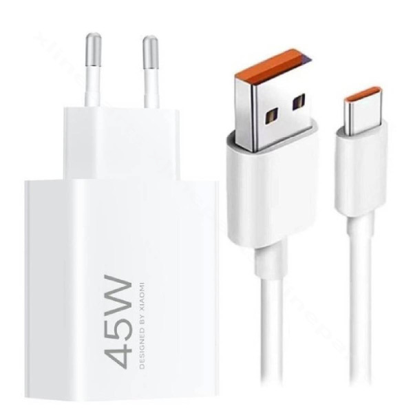 Charger USB with USB to USB-C Cable Xiaomi MDY-17-EF 45W EU white bulk
