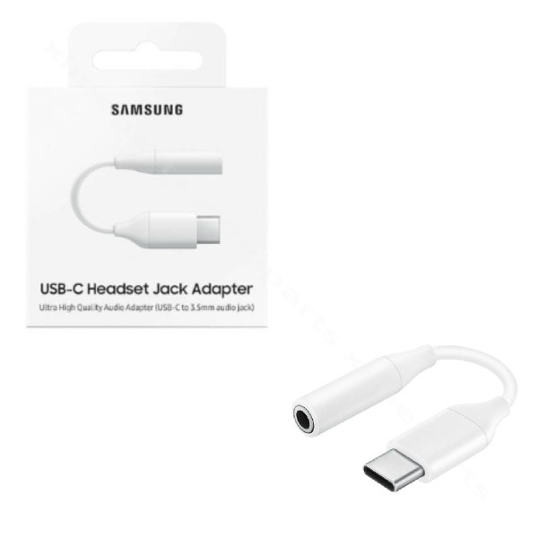 Адаптер USB-C «папа» — 3,5 мм «мама» Samsung, белый.